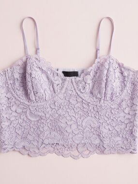 NWT Express Lace Bralette Crop Top - Light Lavender